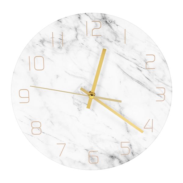 Quartz Marble 3D White Modern Round Wall Watch Creativity Home Decor
