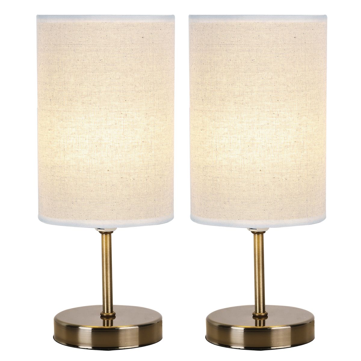 Twin Pack Antique Brass and Hessian Bedside Lamps TL679 Antique