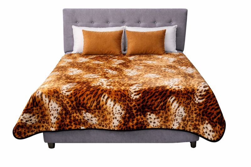 Ahlesa Home Premium Printed Heavier 1 Ply Mink Queen Blanket (Gold Range)