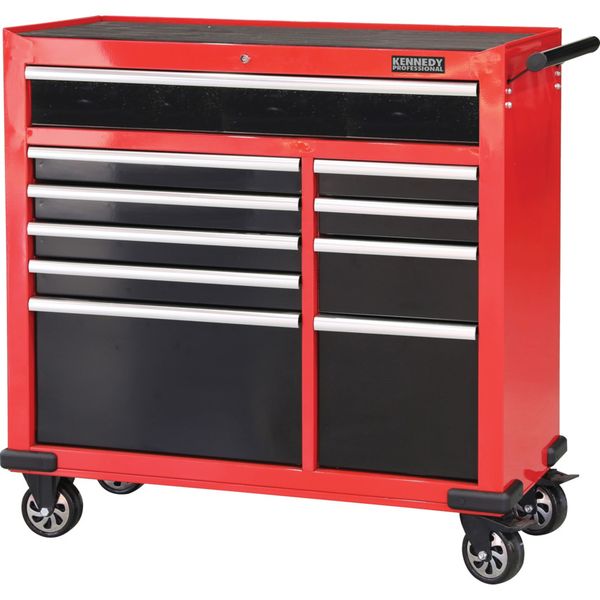 10 Drawer XL Heavy Duty Cabinet with Caster Wheels and Side Handle