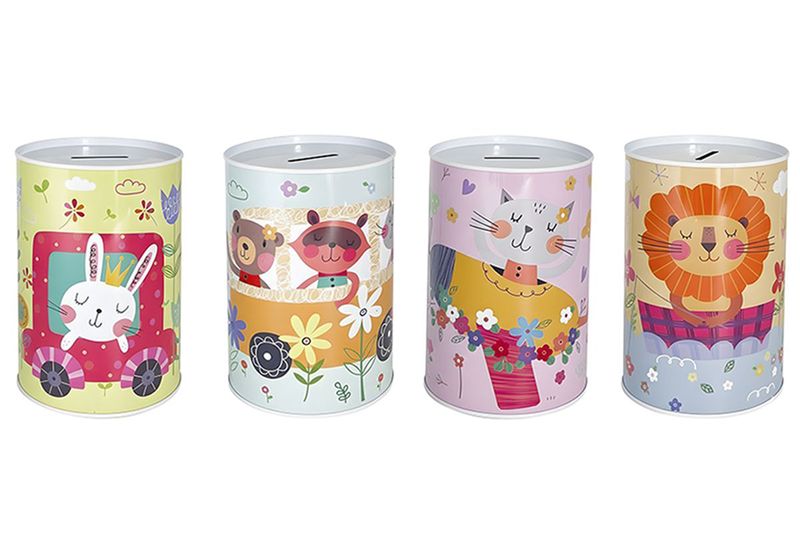XL Cartoon Animal Coin Bank Tin For Saving In 4 Designs