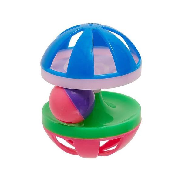 Plastic Spinner Ball with Ringing Bell Playfull Fun Interactive Cat Toy