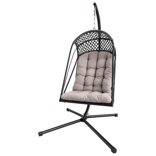 Outdoor Swing Chair - With Stand &amp; Fluffy Cushion