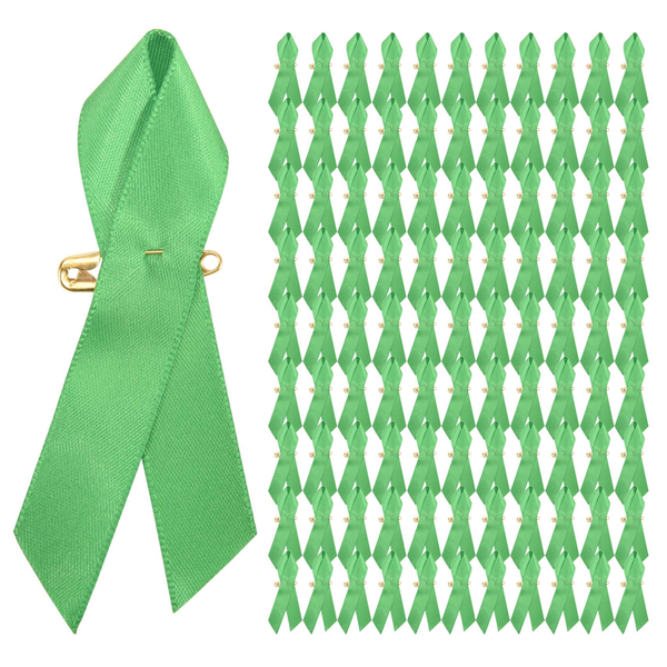 100 Pieces Lapel Pins Fabric Ribbons with for Women Men (Green)