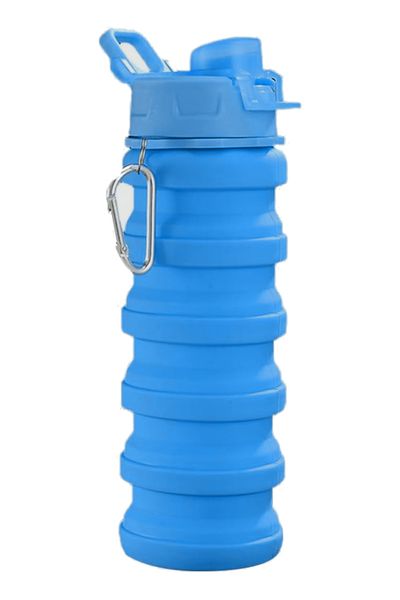 225ml to 500ml Foldable Silicon Hot and Cold Water Bottle with Carabiner Clip
