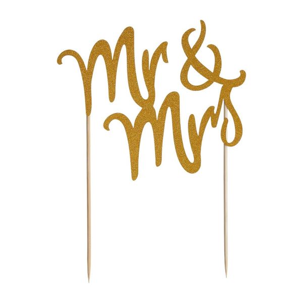 Mason Cash Cake Topper Mr &amp; Mrs Gold Glitter