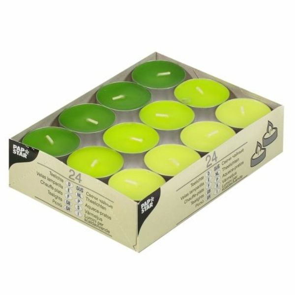 24 Colour Tealight Candles - Green, Kiwi Green, May Green- Ø 38mm x 16 mm