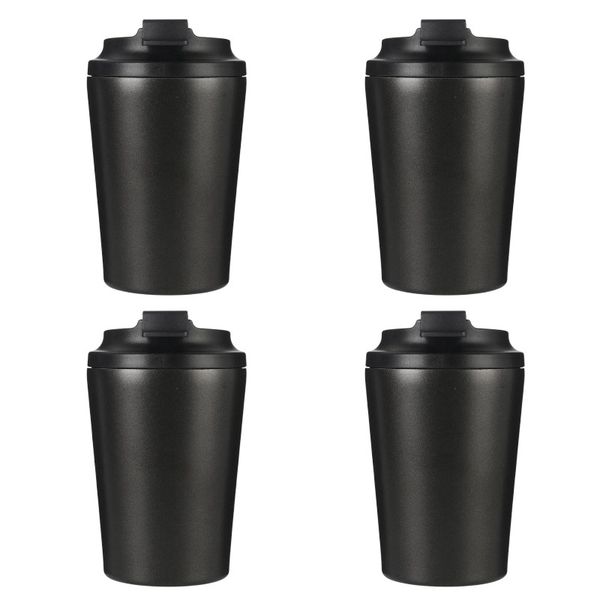 4-Pack 12oz Insulated Stainless Steel Car Mug Set - Black