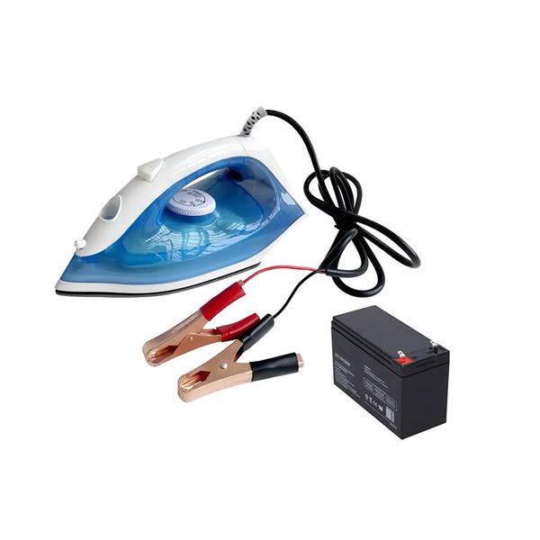 DC 12V 150W Iron with Car Battery Leads &amp; 12V 7A Rechargeable SLA Battery