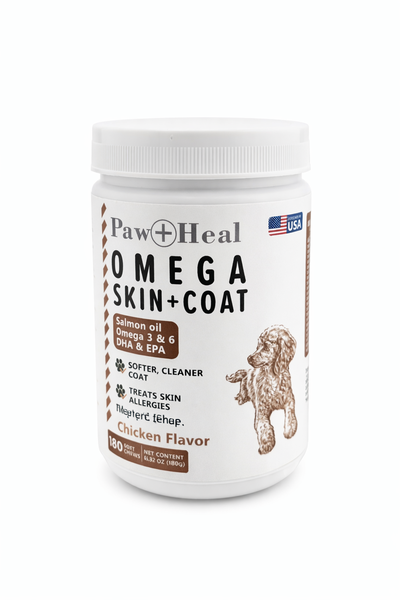 Paw &amp; Heal - Omega 3 Treats For Dogs Skin and Coat 180 Soft Chews - Chicken