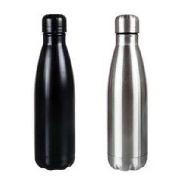 Water Flask - 500ml - Black/Silver - 2 Pack