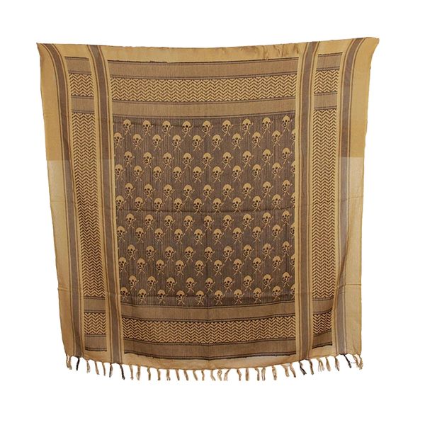 Military Shemagh Tactical Desert Arab Keffiyeh Head Neck Scarf - Tan Skull