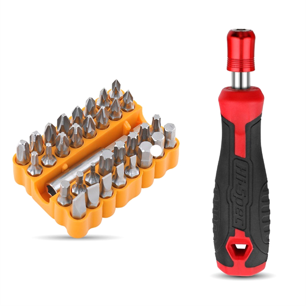1/4Inch Screwdriver Bit Handle Multi-function Screwdriver Set (Red)