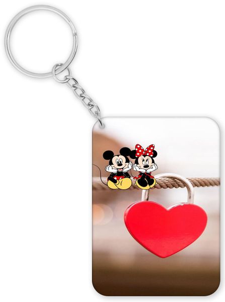 Minnie Mouse and Mickey Mouse Love Key Birthday Christmas Gift Keyring