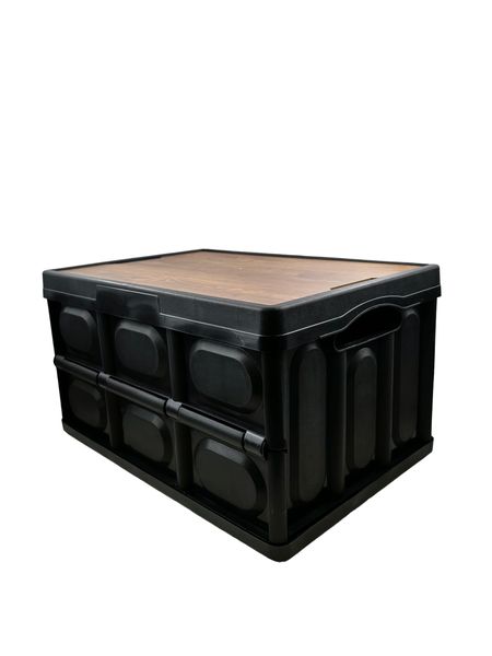 AIYI Collapsible Storage Crate with Lid and Handle Black AY136-007