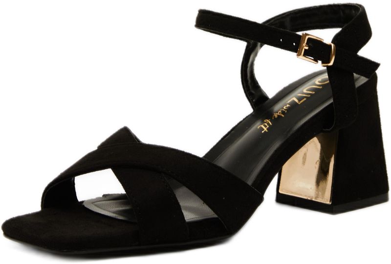 Quiz - Women Wide Fit Black Faux Suede Heeled Sandals