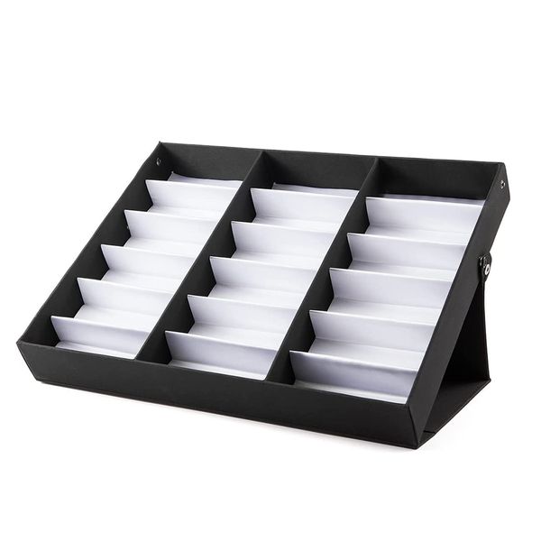 Folding 18 Grids Eyeglass Sunglasses Organizer Display Box Tray