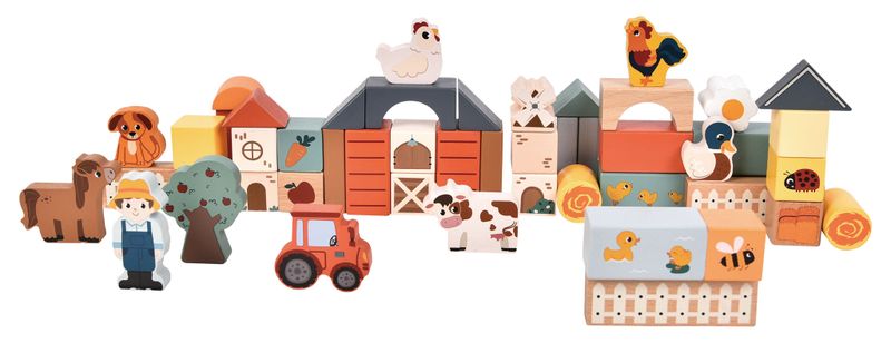 Wooden Educational Toy Blocks - Farm 50 Piece