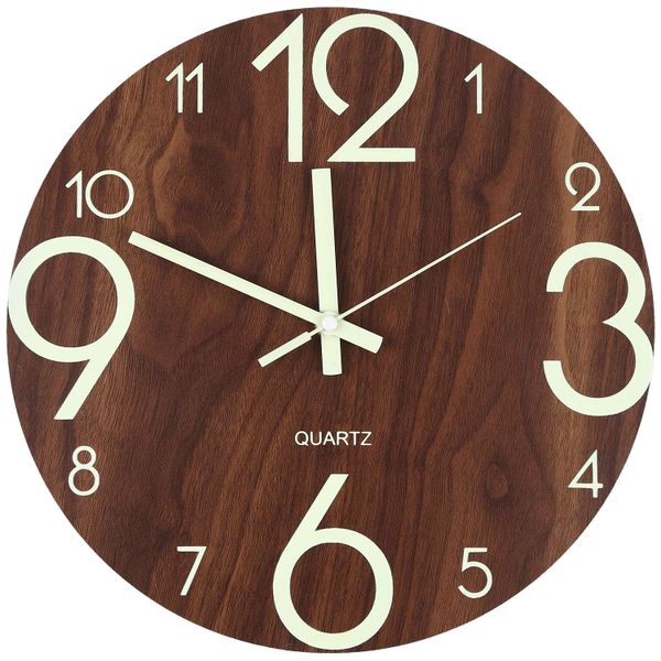 Luminous Wall Clock 12 Inch Wooden Wall Clock