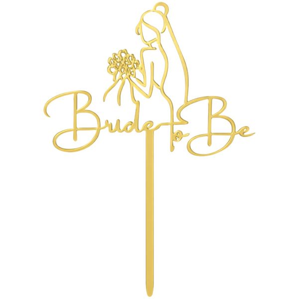 3 Piece - Bride To Be Silhouette Cake Topper - Gold