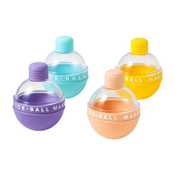 4 Piece Silicone Ice Ball Cube Mould - Multicolor