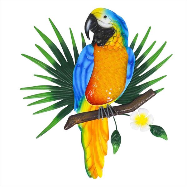 Metal Parrot Wall Art Decor Outdoor Birds Wall Fence Decorations a