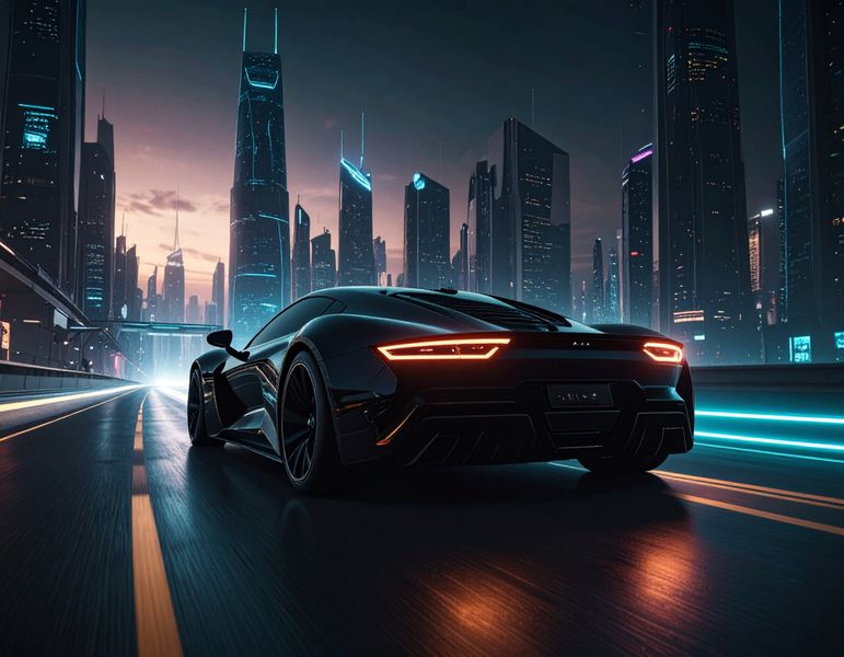 Modern Canvas Wall Art Ready to Hang Contemporary Art - black sports car