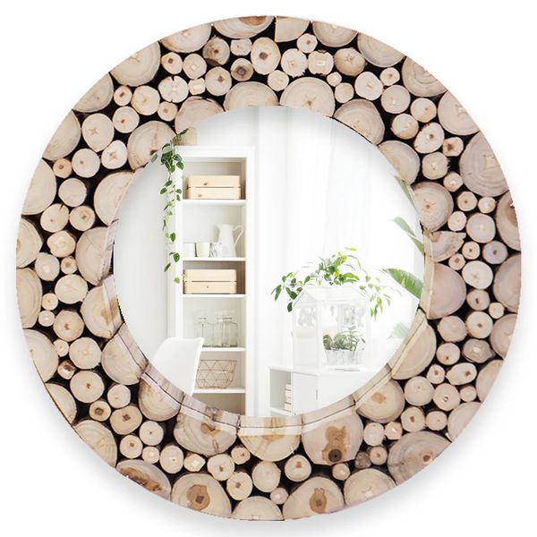Natural Teak Mirror and Home Decoration Wall Mounted Mirror - Circular