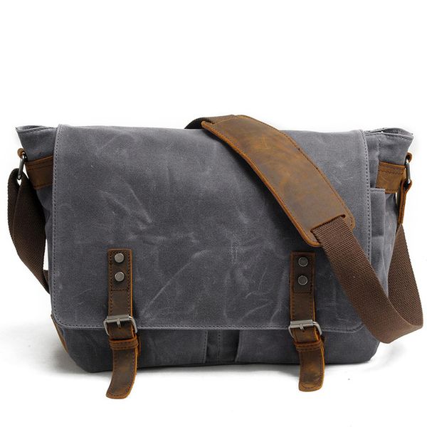 Waterproof Vintage Cross Messenger Bags-Gray