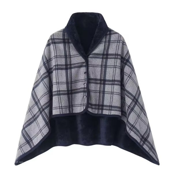 Fleece wearable blanket shawl poncho White Grey
