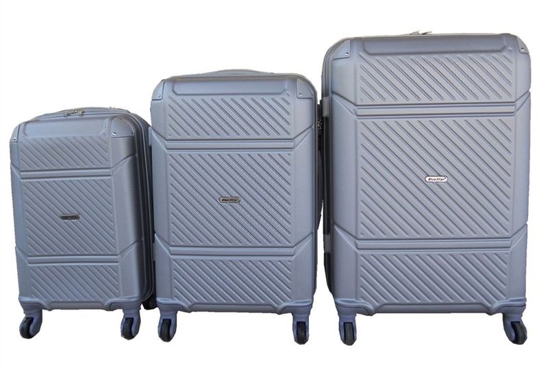 ABS Luggage Set - Spinner Wheels Durable Travel Bags - Gey - Set of 3