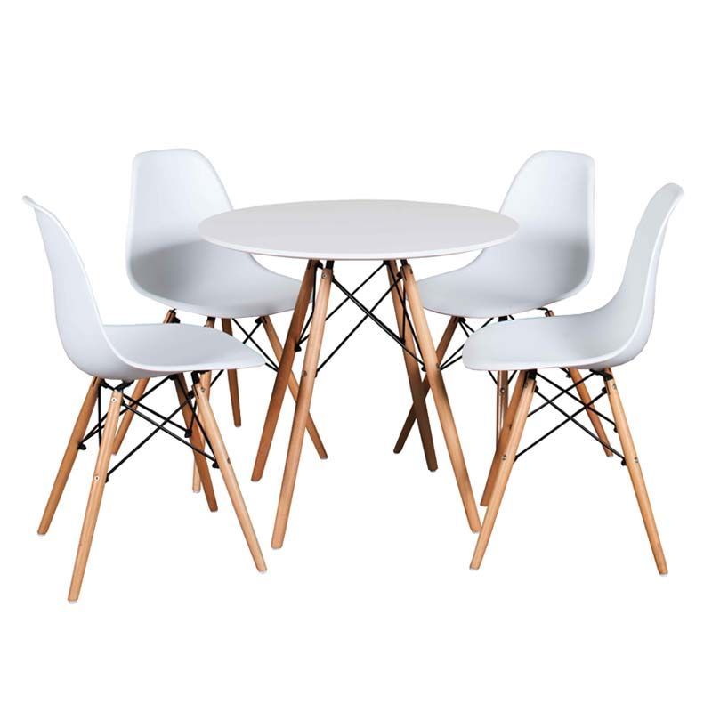 Pack Of 5 Nordic Design Eames Chairs With Round Dining Table Set ...