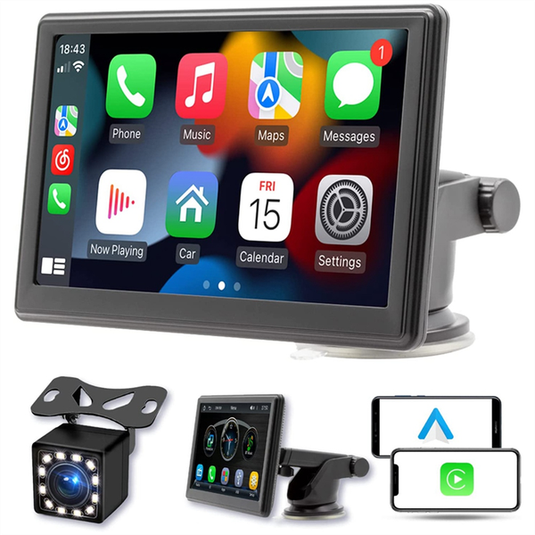 Wireless Carplay Screen Dash Mount, 7 Inch Touch Car Stereo Bluetooth