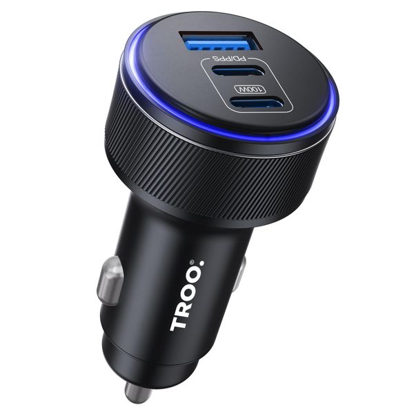 TROO Certified PD148W ULTRA Fast LED Car Charger (USB A + 2 X Type-C)