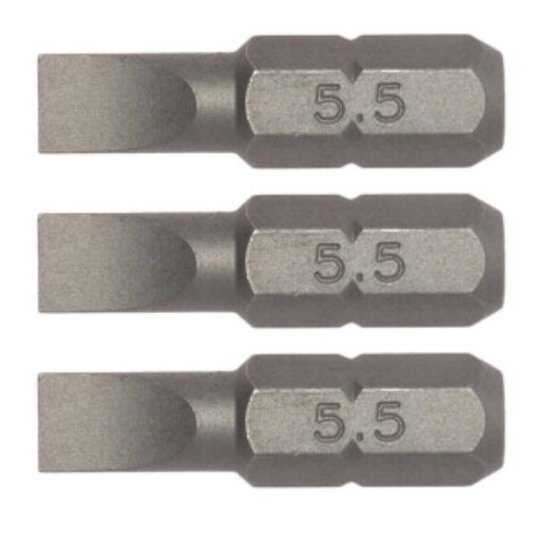 TengTools - 3piece 1/4inch Hex Drive 1.0X5.5MM Flat Bit 25MM - FL2510A03