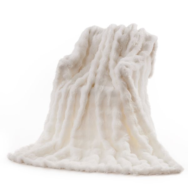 Chenshia Faux Rabbit Fur Blanket 2m Heavy Thick Plush Bedroom Lounge Decor