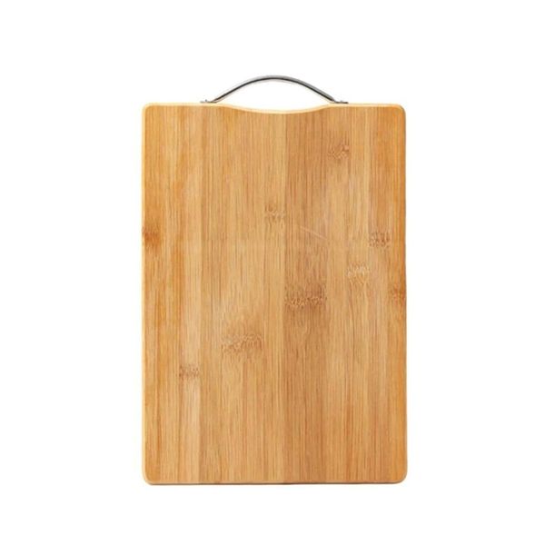 Rectangle Bamboo Wooden Chopping Cutting Board with Chrome Handle (30x20cm)