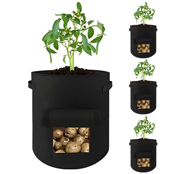 4Pcs Felt Planting Bags Non Woven Plant Containers for Outdoor Garden
