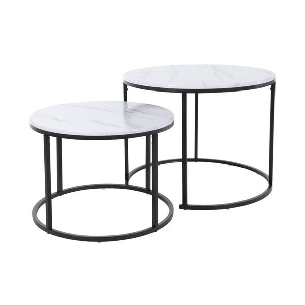 H&amp;S - Two Metal Side Tables with MDF Melamine Top - White