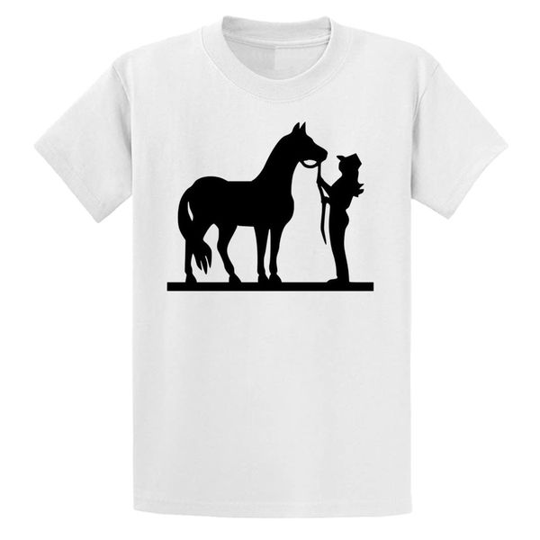 Fashion Novelty Leading Horse O-Neck Watercolour Printed T-Shirt