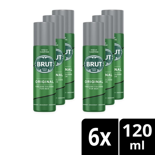 BRUT Original Aerosol Deodorant Body Spray 6x120ml