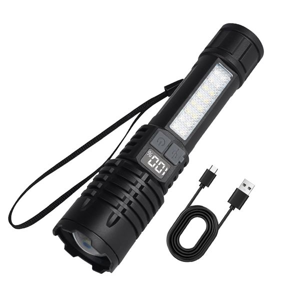 Portable Rechargeable High-Power LED Flashlight With Display Screen