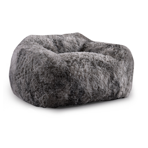 Shaggy Faux Fur Single Sofa Chair Compressed Roll-Pack No Assembly Grey