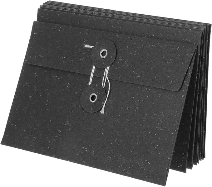 10 Pieces Carbon Black Vintage Kraft Paper Envelopes with Tie Closure