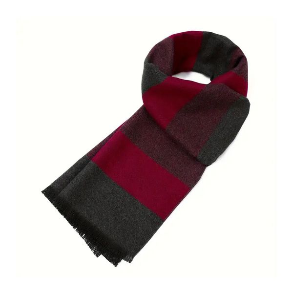 Men's Winter Warmth Thickened Brushed Striped Middle-Aged and Elderly Men's Scarf
