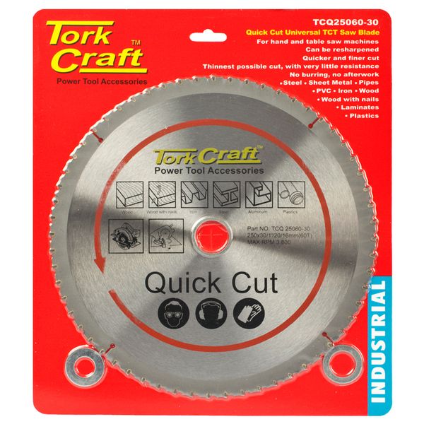Tork Craft - Universal Quick Cut Blade 250mm x 60T 30-20-16 - 2 Pack