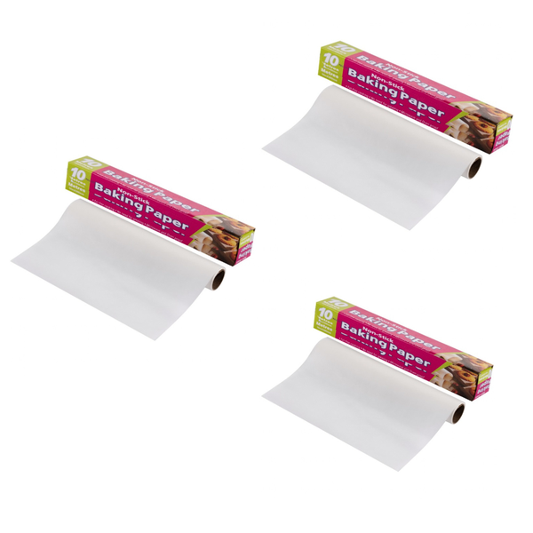 10m Non Stick Food Grade Baking Paper Roll - 3 Pack