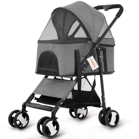 TopikaPet - 4-Wheels Folding Pet Stroller with Detachable Carrier Image