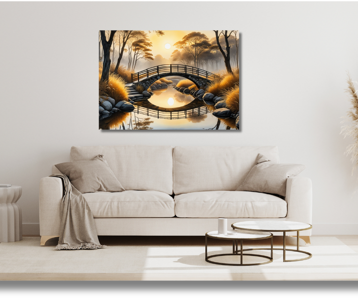 Canvas Wall Art - Sunset Over The Bridge