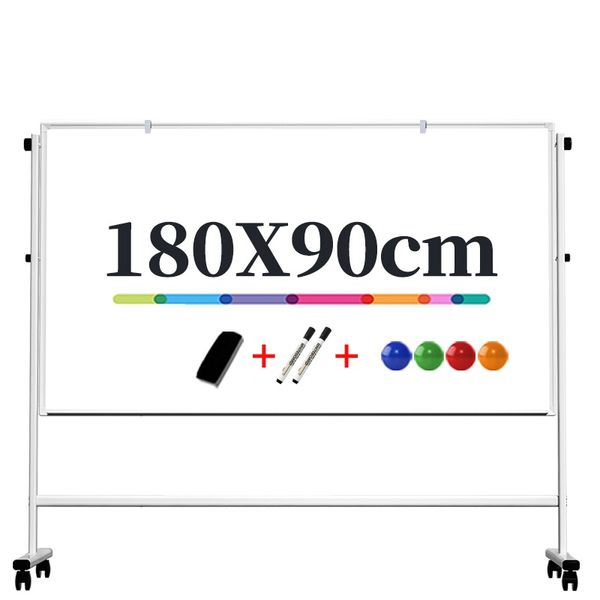 Deli Mobile Whiteboard 900x1800mm Double side, 2 Markers 4 Magnets &amp; Eraser